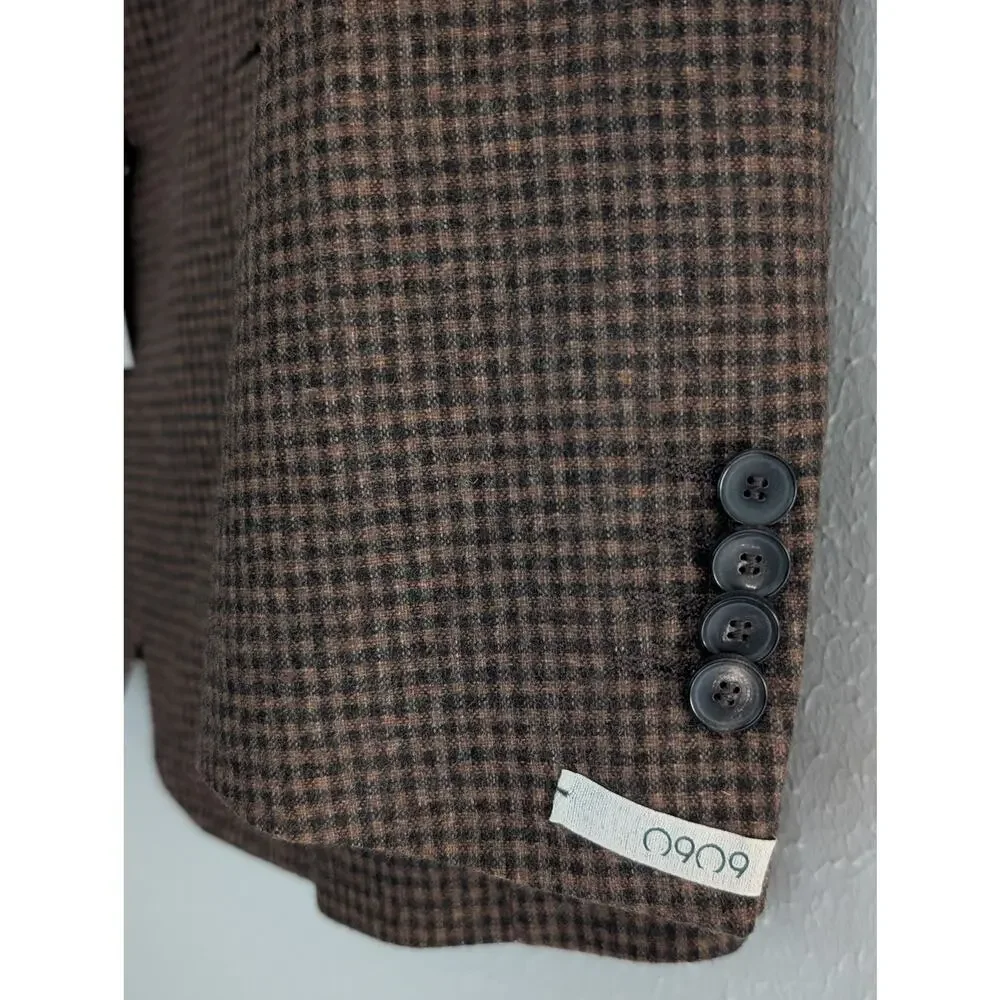 NWT 0909 Luxury Designer Brown Checked Sport Coat IT 48 US 38 Italian Blazer